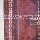 vecchio tappeto persiano afshari sirjan fondo rosso viola e blu da salotto lana su cotone 318x210 cm