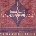 vecchio tappeto persiano afshari sirjan fondo rosso viola e blu da salotto lana su cotone 318x210 cm