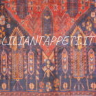 vecchio tappeto persiano afshari sirjan fondo blu e rosso lana su cotone 237x178 cm