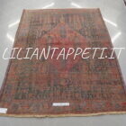 vecchio tappeto persiano afshari sirjan fondo blu e rosso lana su cotone 237x178 cm