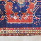 vecchio tappeto persiano afshari sirjan fondo blu e rosso con la firma lana su cotone 245x175 cm