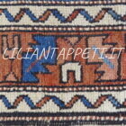 Piccolo tappeto caucasico Perepedil lana su lana fondo blu 148x90 cm