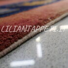 Antico tappeto Pechino cinese Déco vintage fondo rosso annodato a mano 347x284 cm lana su cotone