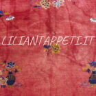Antico tappeto Pechino cinese Déco vintage fondo rosso annodato a mano 347x284 cm lana su cotone