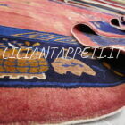 Antico tappeto Pechino cinese Déco vintage fondo rosso annodato a mano 347x284 cm lana su cotone