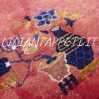 Antico tappeto Pechino cinese Déco vintage fondo rosso annodato a mano 347x284 cm lana su cotone