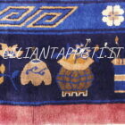 Antico tappeto Pechino cinese Déco vintage fondo rosso annodato a mano 347x284 cm lana su cotone