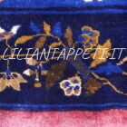 Antico tappeto Pechino cinese Déco vintage fondo rosso annodato a mano 347x284 cm lana su cotone