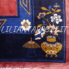 Antico tappeto Pechino cinese Déco vintage fondo rosso annodato a mano 347x284 cm lana su cotone