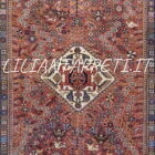 tappeto antico persiano gashgai da salotto fondo rosso mattone 221x157 cm tutto lana