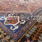tappeto antico persiano gashgai da salotto fondo rosso mattone 221x157 cm tutto lana