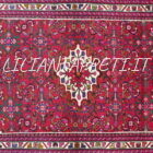 tappeto persiano hamadan, hosseinabad fondo rosso lana su cotone da ingresso 156x106 cm