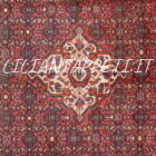 tappeto persiano hamadan, hosseinabad fondo rosso lana su cotone da salotto 304x220 cm