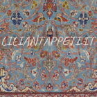 tappeto persiano isfahan di vecchia manifattura fondo azzurro lana su cotone 240x144 cm