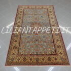 tappeto persiano isfahan di vecchia manifattura fondo azzurro lana su cotone 240x144 cm
