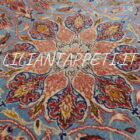 tappeto persiano isfahan di vecchia manifattura fondo azzurro lana su cotone 240x144 cm