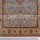 tappeto persiano isfahan di vecchia manifattura fondo azzurro lana su cotone 240x144 cm