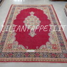 tappeto kirman fondo rosso floreale da sala 302x213 cm