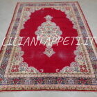 tappeto kirman fondo rosso floreale da sala 302x213 cm