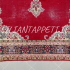 tappeto kirman fondo rosso floreale da sala 302x213 cm