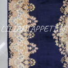 tappeto persiano kirman fondo blu floreale dèco da sala 284x188 cm