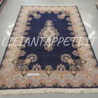 tappeto persiano kirman fondo blu floreale dèco da sala 284x188 cm