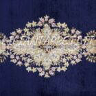 tappeto persiano kirman fondo blu floreale dèco da sala 284x188 cm