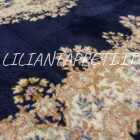 tappeto persiano kirman fondo blu floreale dèco da sala 284x188 cm