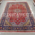 tappeto persiano isfahan di vecchia manifattura fondo rosso 307x205 cm lana su cotone