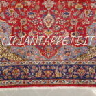 tappeto persiano isfahan di vecchia manifattura fondo rosso 307x205 cm lana su cotone