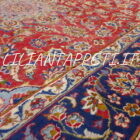 tappeto persiano isfahan di vecchia manifattura fondo rosso 307x205 cm lana su cotone