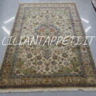 tappeto persiano tabriz 50 raj fondo chiaro da salotto colori tenui 280x187 cm-lana su cotone