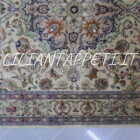 tappeto persiano tabriz 50 raj fondo chiaro da salotto colori tenui 280x187 cm-lana su cotone