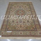 tappeto persiano tabriz 50 raj fondo chiaro da salotto colori tenui 280x187 cm-lana su cotone