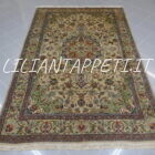 tappeto persiano tabriz 50 raj fondo chiaro da salotto colori tenui 280x187 cm-lana su cotone