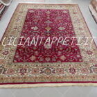 grande tappeto persiano tabriz fondo rosso senza il medaglione da salotto 347x247 cm firmato