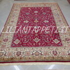 grande tappeto persiano tabriz fondo rosso senza il medaglione da salotto 347x247 cm firmato