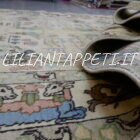 antico tappeto persiano tabriz da salotto fondo avorio decorativo 275x165 cm lana su cotone