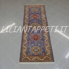 tappeto passatoia fondoletto kazak afghano azzurro 219x77 cm