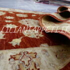 fondoletto-passatoia afghano ziegler per corridoio fondo rosso lana su cotone 245x80 cm