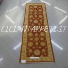fondoletto-passatoia afghano ziegler per corridoio fondo rosso lana su cotone 245x80 cm