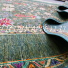 tappeto orientale ziegler floreale fondo verde da salotto in lana 251x181 cm