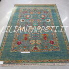 tappeto orientale ziegler floreale fondo verde da salotto in lana 251x181 cm