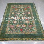tappeto orientale ziegler floreale fondo verde da salotto in lana 251x181 cm