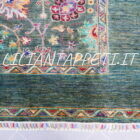 tappeto orientale ziegler floreale fondo verde da salotto in lana 251x181 cm