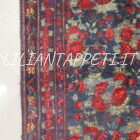 vecchio tappeto persiano afshari sirjan fondo blu con mazzi di fiori verde e rosso sul campo lana su cotone 220x158 cm