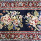 piccolo tappeto antico persiano bijar fondo blu con mazzi di fiori 100x60 cm lana su cotone