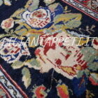 piccolo tappeto antico persiano bijar fondo blu con mazzi di fiori 100x60 cm lana su cotone