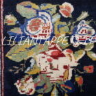 piccolo tappeto antico persiano bijar fondo blu con mazzi di fiori 100x60 cm lana su cotone