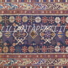 Antico tappeto caucasico Shirvan bidjov annodato a mano in lana su lana con colori naturali 167x110 cm fondo blu